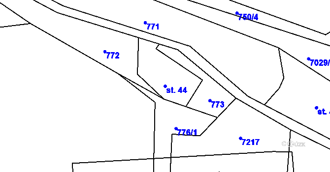Parcela st. 44 v KÚ Domašov u Jeseníka, Katastrální mapa