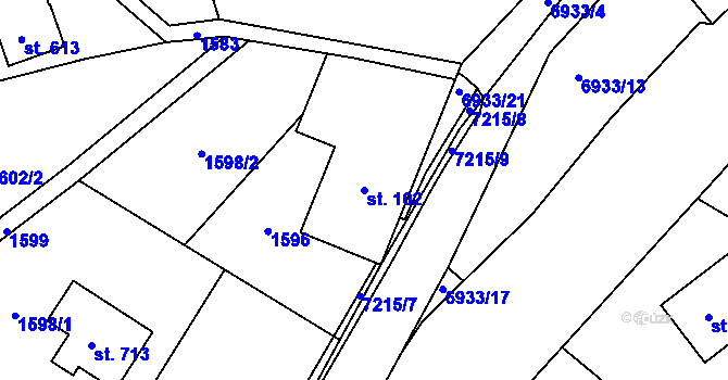 Parcela st. 102 v KÚ Domašov u Jeseníka, Katastrální mapa