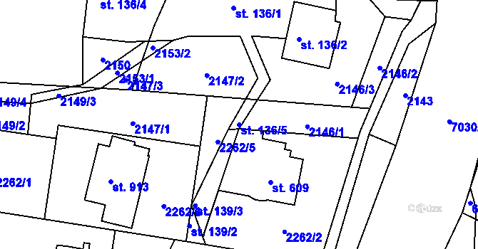 Parcela st. 136/5 v KÚ Domašov u Jeseníka, Katastrální mapa