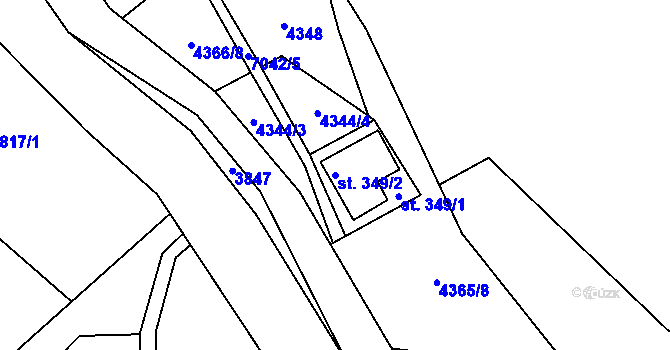 Parcela st. 349/2 v KÚ Domašov u Jeseníka, Katastrální mapa