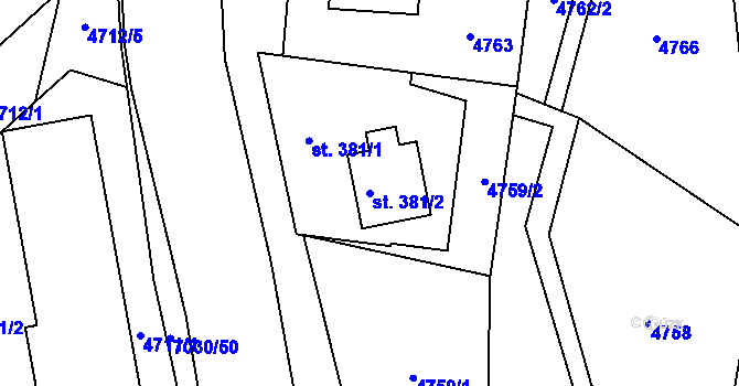 Parcela st. 381/2 v KÚ Domašov u Jeseníka, Katastrální mapa