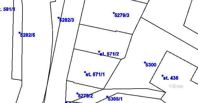 Parcela st. 571/2 v KÚ Domašov u Jeseníka, Katastrální mapa