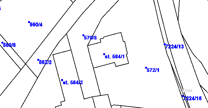 Parcela st. 584/1 v KÚ Domašov u Jeseníka, Katastrální mapa