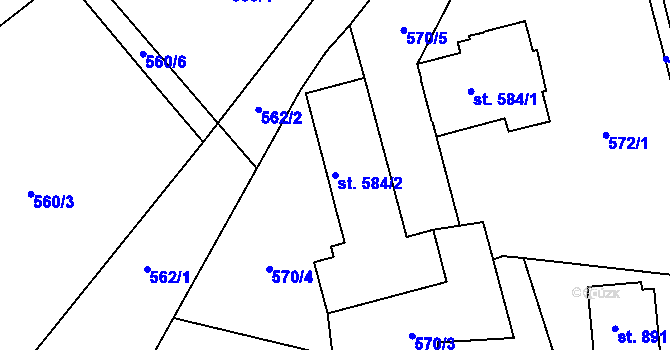 Parcela st. 584/2 v KÚ Domašov u Jeseníka, Katastrální mapa