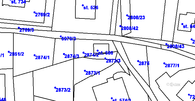 Parcela st. 586 v KÚ Domašov u Jeseníka, Katastrální mapa