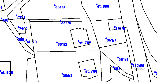 Parcela st. 707 v KÚ Domašov u Jeseníka, Katastrální mapa