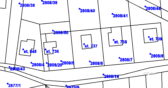 Parcela st. 737 v KÚ Domašov u Jeseníka, Katastrální mapa