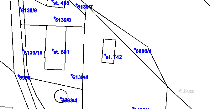 Parcela st. 742 v KÚ Domašov u Jeseníka, Katastrální mapa