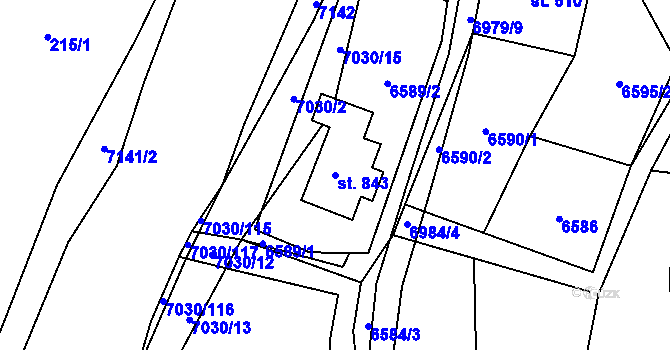 Parcela st. 843 v KÚ Domašov u Jeseníka, Katastrální mapa