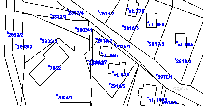 Parcela st. 855 v KÚ Domašov u Jeseníka, Katastrální mapa