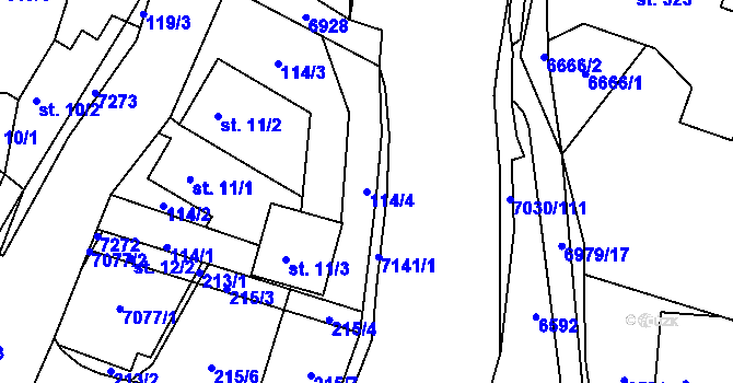 Parcela st. 114/4 v KÚ Domašov u Jeseníka, Katastrální mapa