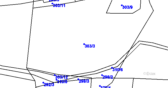 Parcela st. 303/3 v KÚ Domašov u Jeseníka, Katastrální mapa
