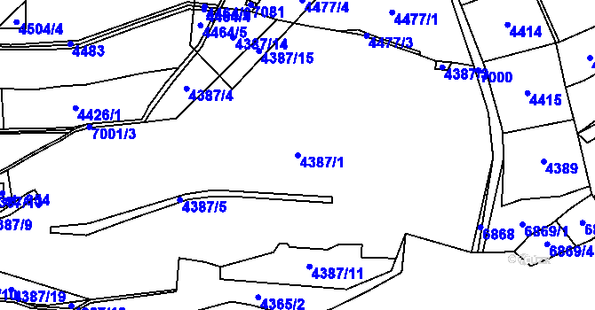 Parcela st. 4387/1 v KÚ Domašov u Jeseníka, Katastrální mapa