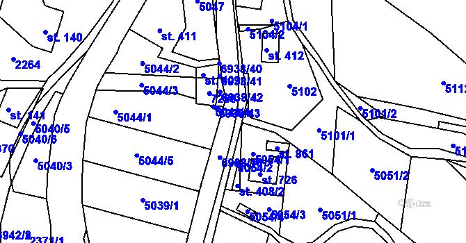 Parcela st. 6938 v KÚ Domašov u Jeseníka, Katastrální mapa