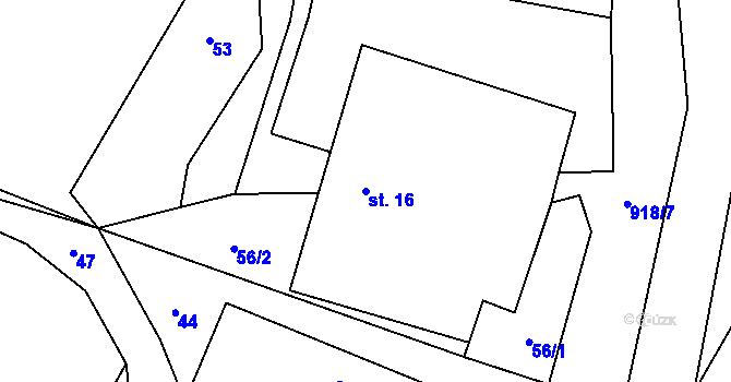 Parcela st. 16 v KÚ Bělá u Jevíčka, Katastrální mapa