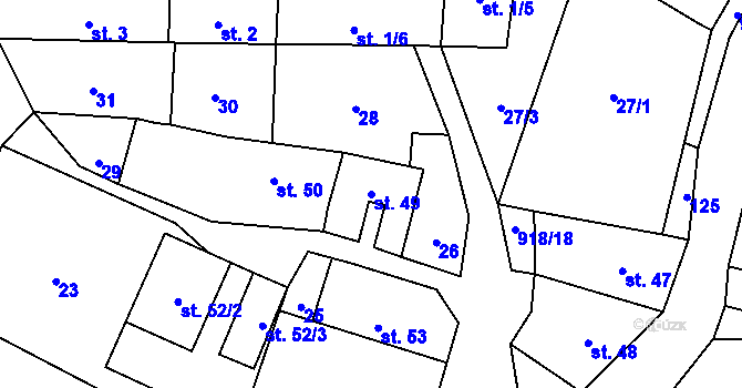 Parcela st. 49 v KÚ Bělá u Jevíčka, Katastrální mapa