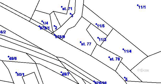 Parcela st. 77 v KÚ Bělá u Jevíčka, Katastrální mapa