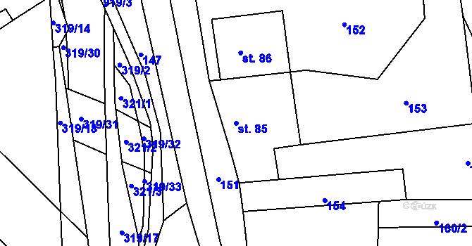 Parcela st. 85 v KÚ Bělá u Jevíčka, Katastrální mapa