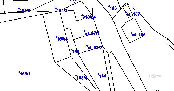 Parcela st. 97/2 v KÚ Bělá u Jevíčka, Katastrální mapa