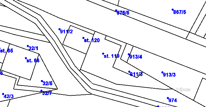 Parcela st. 119 v KÚ Bělá u Jevíčka, Katastrální mapa