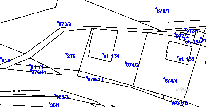 Parcela st. 134 v KÚ Bělá u Jevíčka, Katastrální mapa