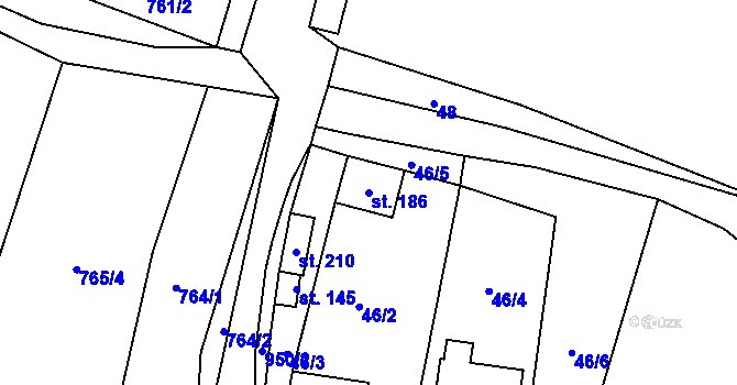 Parcela st. 186 v KÚ Bělá u Jevíčka, Katastrální mapa