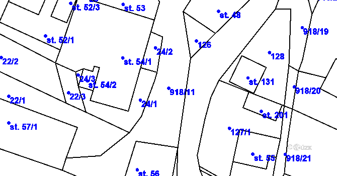 Parcela st. 918/11 v KÚ Bělá u Jevíčka, Katastrální mapa