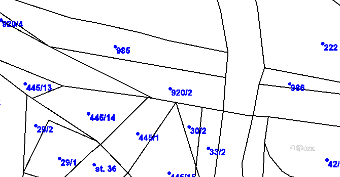 Parcela st. 920/2 v KÚ Bělá u Jevíčka, Katastrální mapa