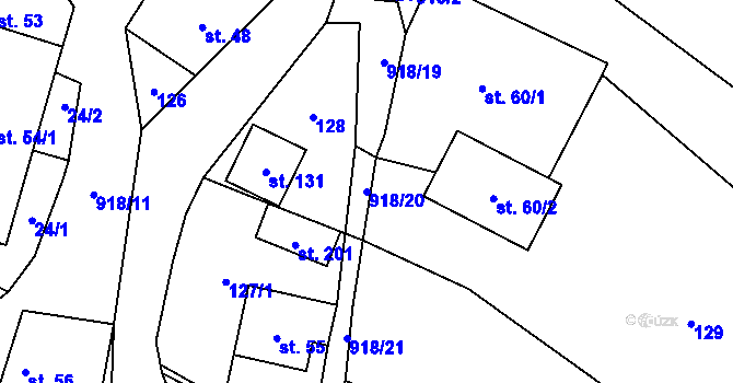 Parcela st. 918/20 v KÚ Bělá u Jevíčka, Katastrální mapa