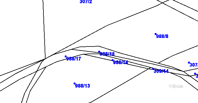 Parcela st. 988/18 v KÚ Bělá u Jevíčka, Katastrální mapa