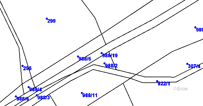 Parcela st. 988/19 v KÚ Bělá u Jevíčka, Katastrální mapa