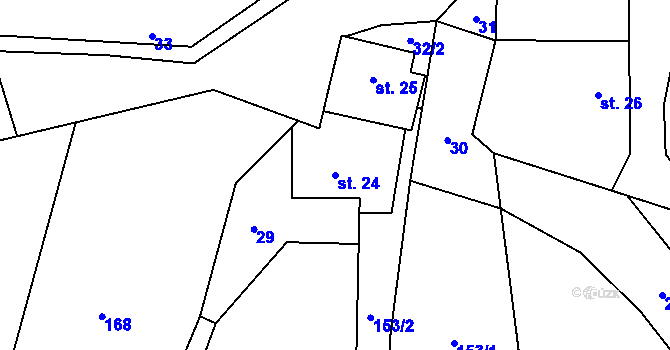 Parcela st. 24 v KÚ Malonín, Katastrální mapa