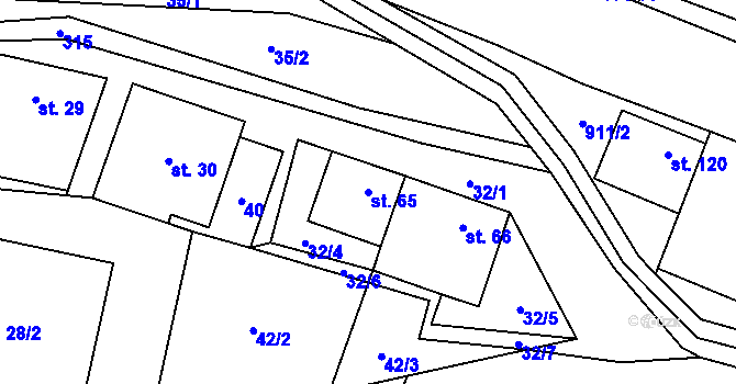 Parcela st. 65 v KÚ Malonín, Katastrální mapa