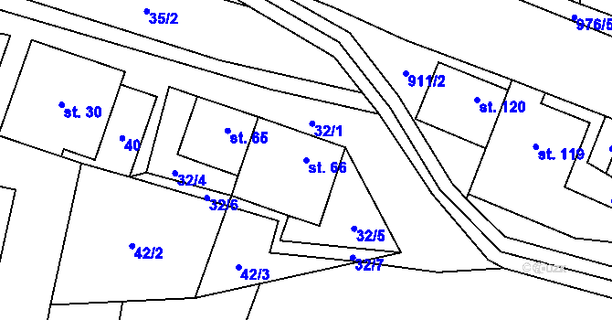 Parcela st. 66 v KÚ Malonín, Katastrální mapa