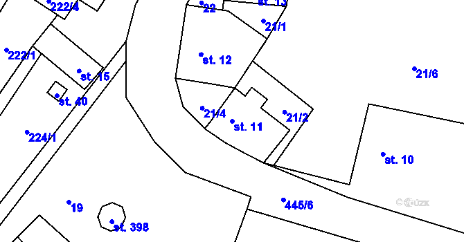 Parcela st. 11 v KÚ Smolná u Jevíčka, Katastrální mapa
