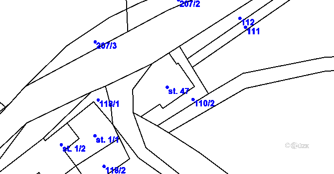Parcela st. 47 v KÚ Smolná u Jevíčka, Katastrální mapa