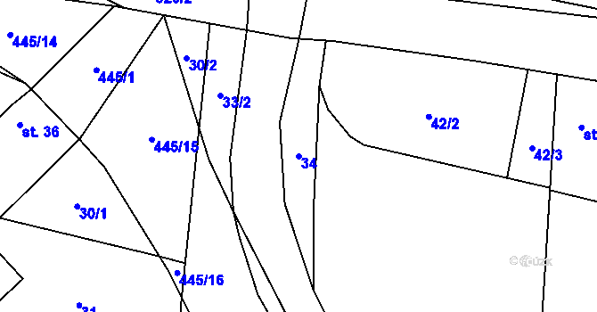 Parcela st. 34 v KÚ Smolná u Jevíčka, Katastrální mapa