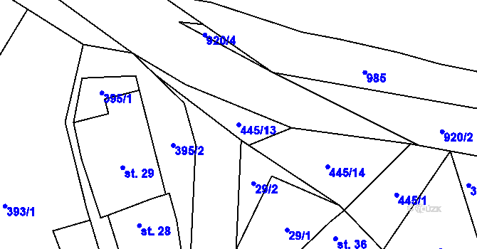 Parcela st. 445/13 v KÚ Smolná u Jevíčka, Katastrální mapa
