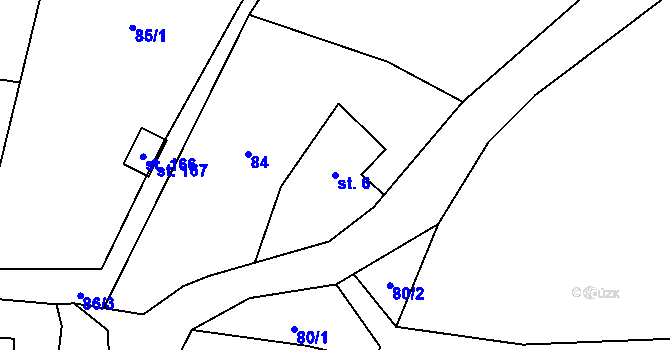 Parcela st. 6 v KÚ Bělá u Pecky, Katastrální mapa