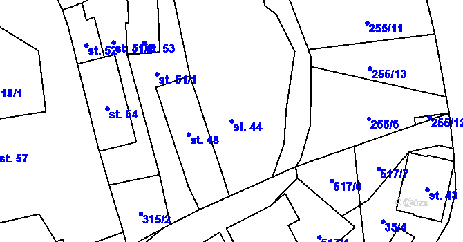 Parcela st. 44 v KÚ Bělá u Pecky, Katastrální mapa