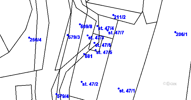 Parcela st. 47/5 v KÚ Bělá u Pecky, Katastrální mapa