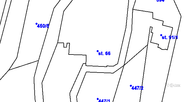Parcela st. 66 v KÚ Bělá u Pecky, Katastrální mapa