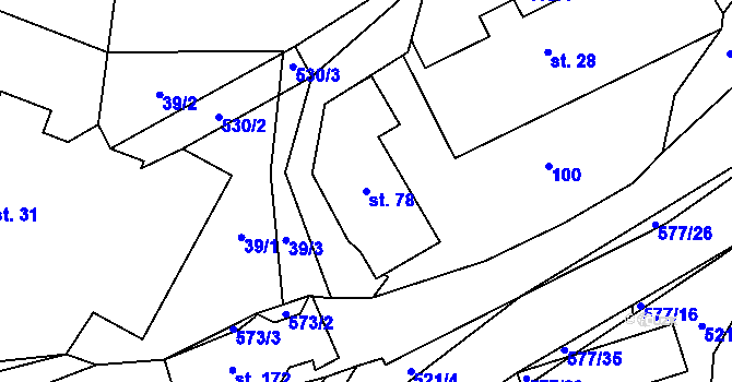 Parcela st. 78 v KÚ Bělá u Pecky, Katastrální mapa