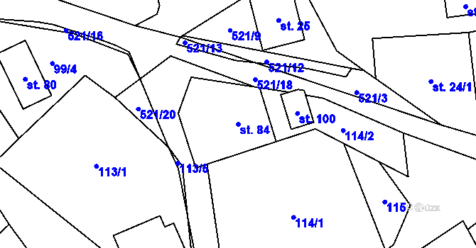 Parcela st. 84 v KÚ Bělá u Pecky, Katastrální mapa
