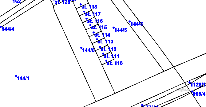 Parcela st. 111 v KÚ Bělá u Pecky, Katastrální mapa