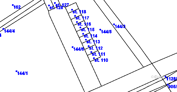 Parcela st. 112 v KÚ Bělá u Pecky, Katastrální mapa