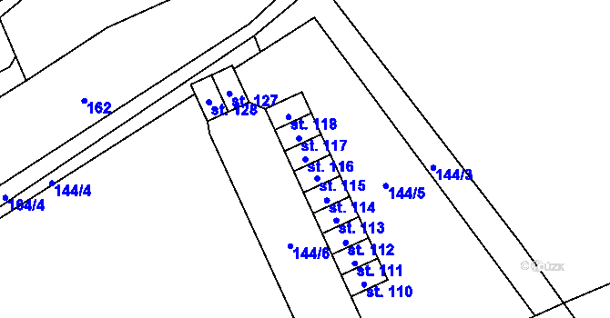 Parcela st. 116 v KÚ Bělá u Pecky, Katastrální mapa