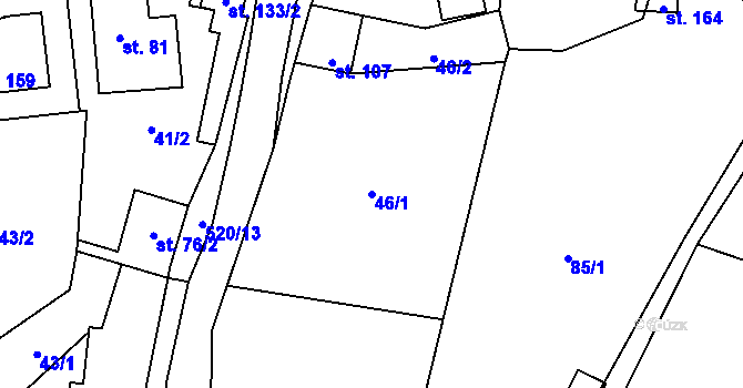 Parcela st. 46/1 v KÚ Bělá u Pecky, Katastrální mapa