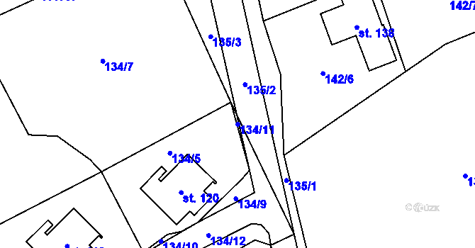 Parcela st. 134/11 v KÚ Bělá u Pecky, Katastrální mapa