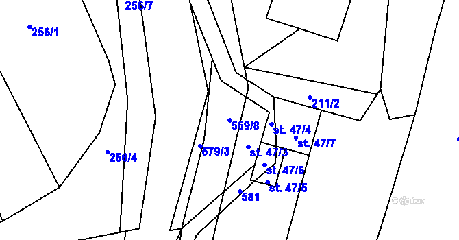 Parcela st. 569/8 v KÚ Bělá u Pecky, Katastrální mapa